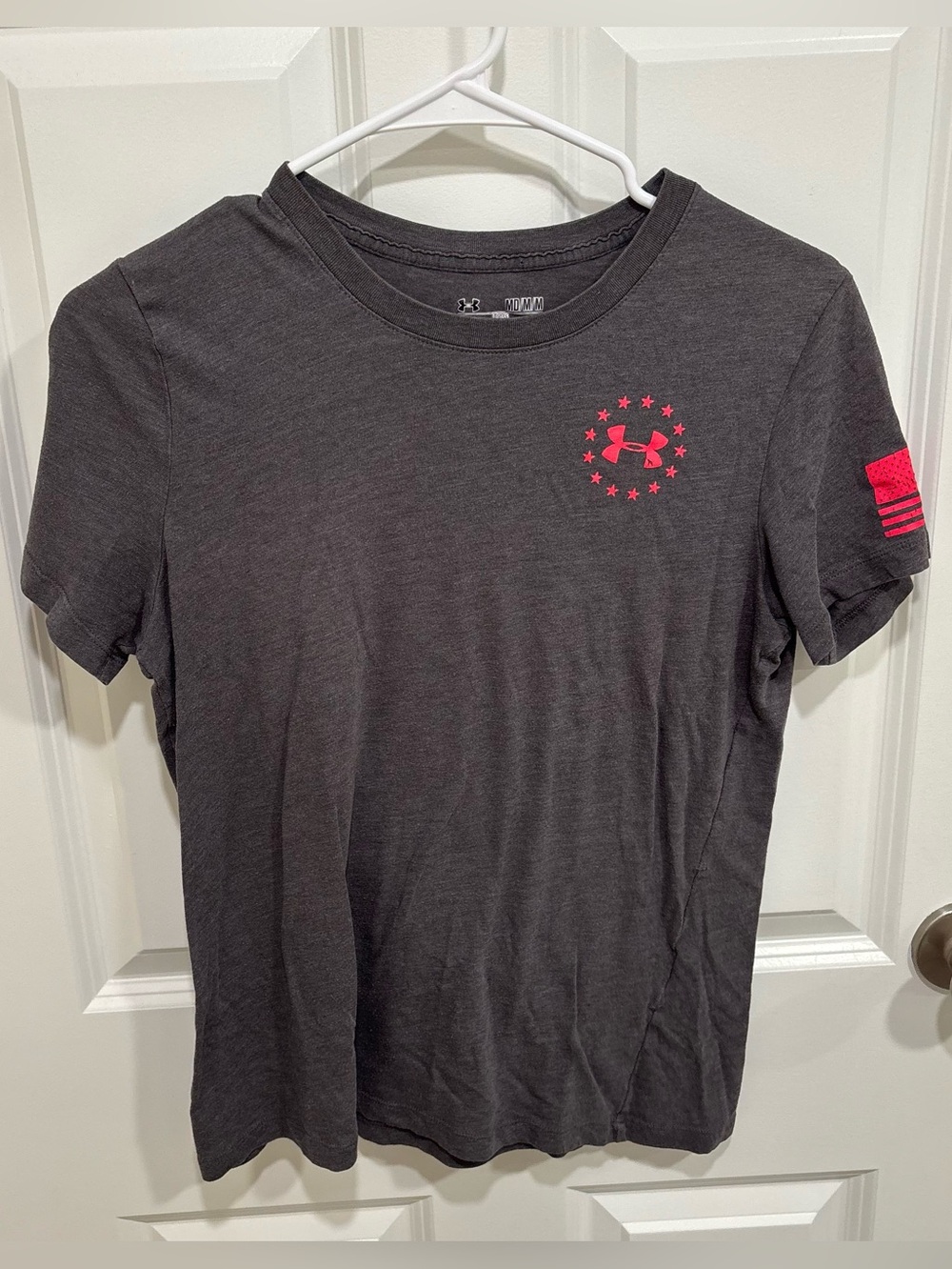 Under Armour USA Freedom Wounded Warrior Project Grey Pink T-Shirt Womens U.S. M